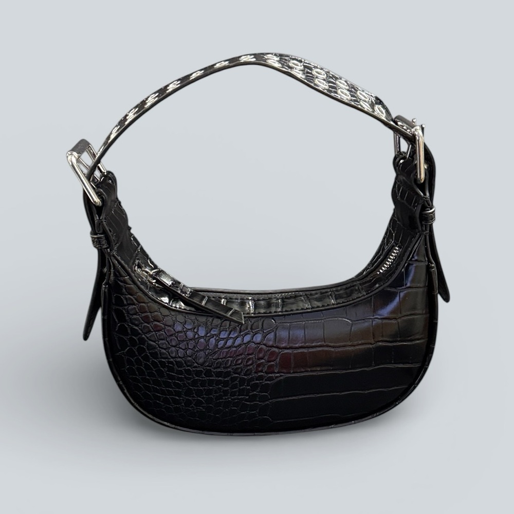 Urban Outfitters Faux Croc Shoulder Bag – Black